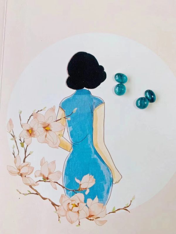 蓝碧玺耳钉设计，红尘就在那里，时光就在那里。-菩心晶舍