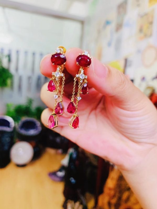 这款碧玺耳坠宫廷风,上耳超级好看-菩心晶舍