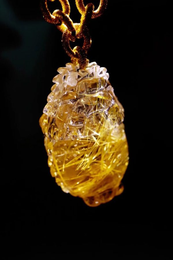 立体精工雕刻的钛晶龙龟，金光闪闪，爱了！-菩心晶舍