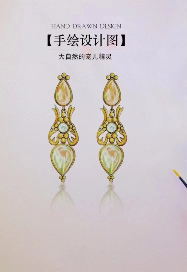 手工感满满的欧泊石耳坠-菩心晶舍