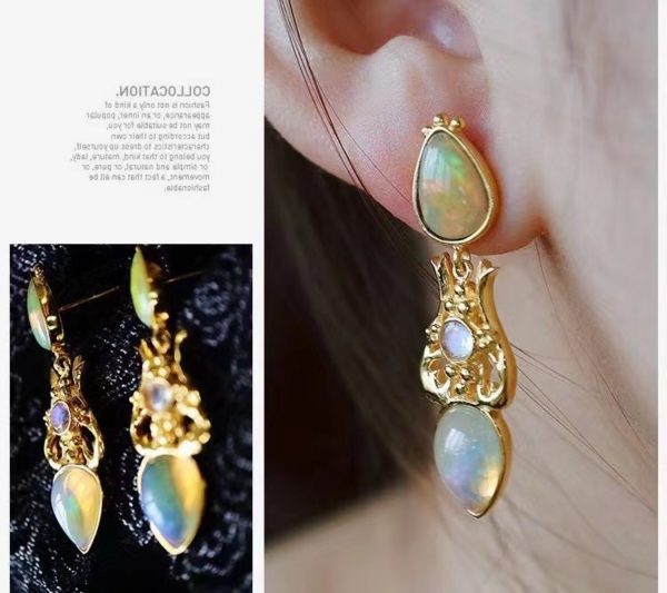 手工感满满的欧泊石耳坠-菩心晶舍