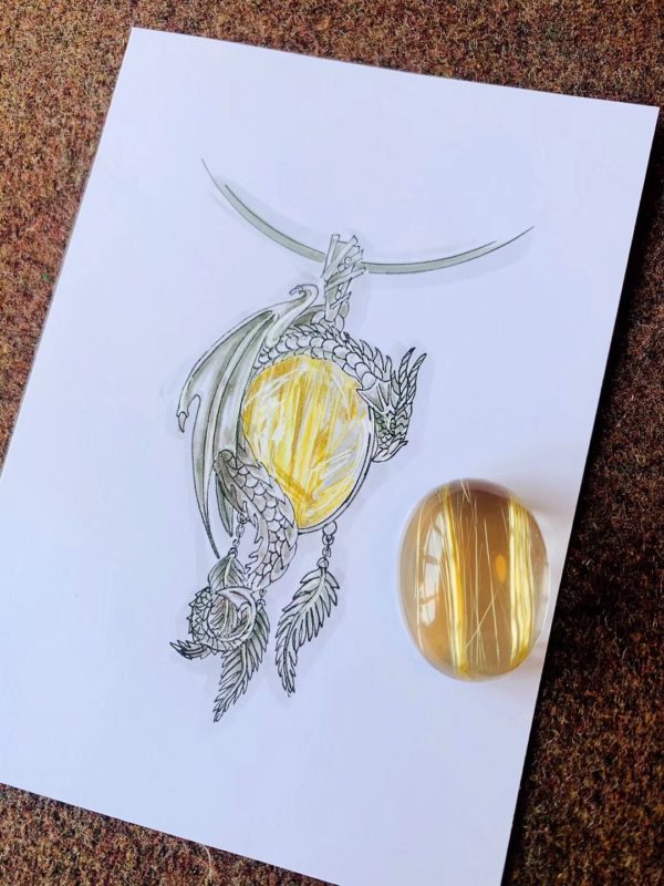 菩心晶舍钛晶吊坠设计手稿-菩心晶舍