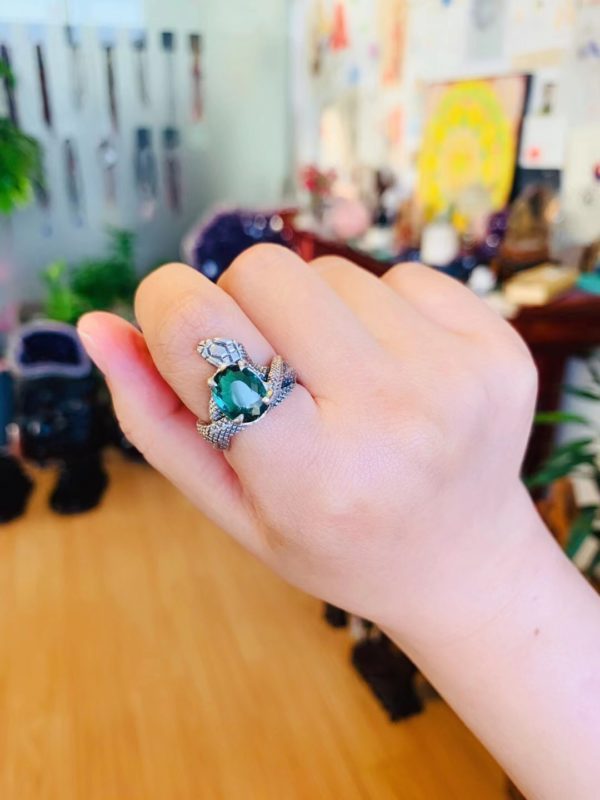 菩心晶舍蓝绿碧玺蛇款戒指,哎哟,我这该死的细节控-菩心晶舍