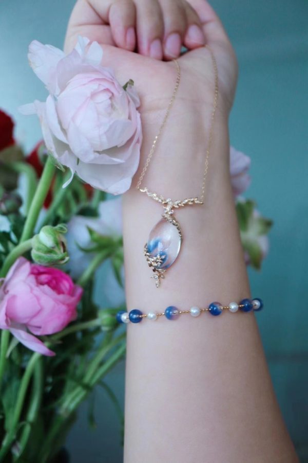 发一波仙气蓝发晶锁骨链-菩心晶舍