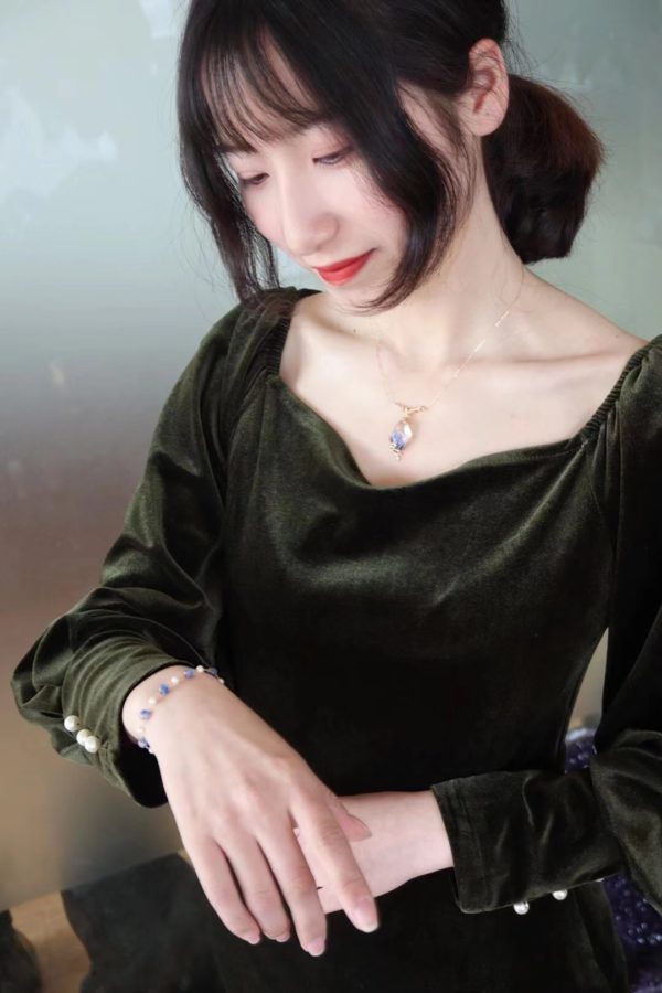 发一波仙气蓝发晶锁骨链-菩心晶舍