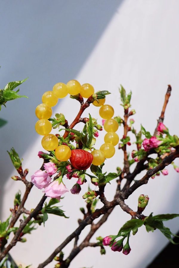 纯天然无优化无烤色的蜜蜡阳光下特别有韵味-菩心晶舍