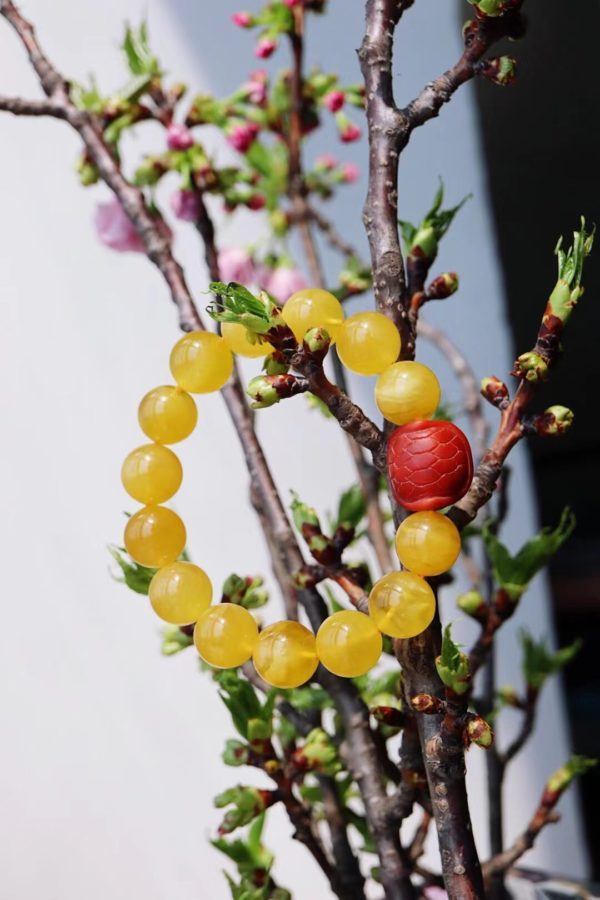 纯天然无优化无烤色的蜜蜡阳光下特别有韵味-菩心晶舍