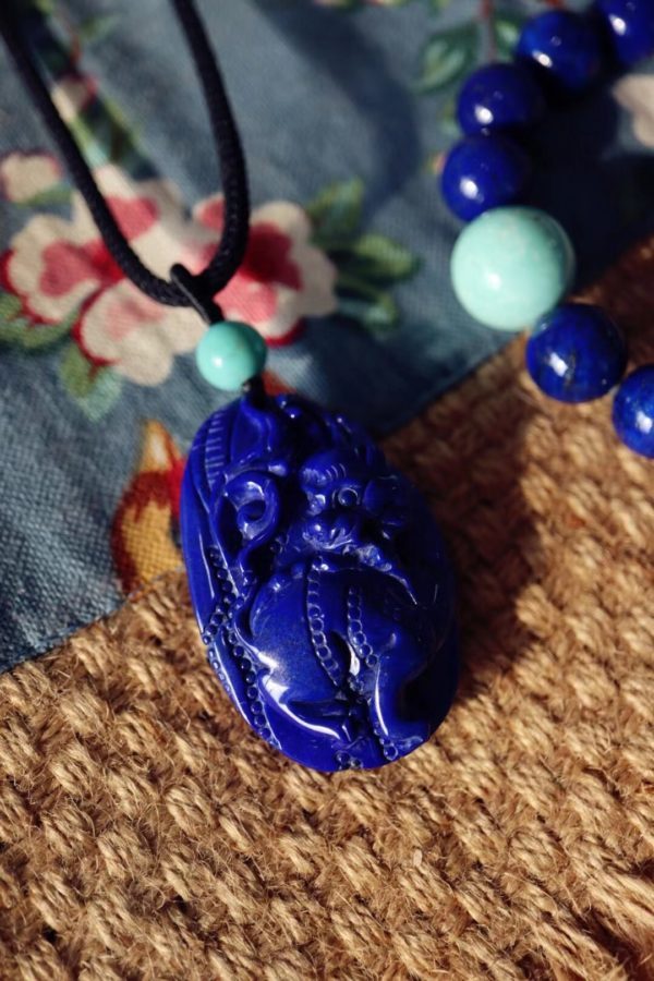 老矿青金石麒麟,佩麒麟者,必有祥瑞护身-菩心晶舍