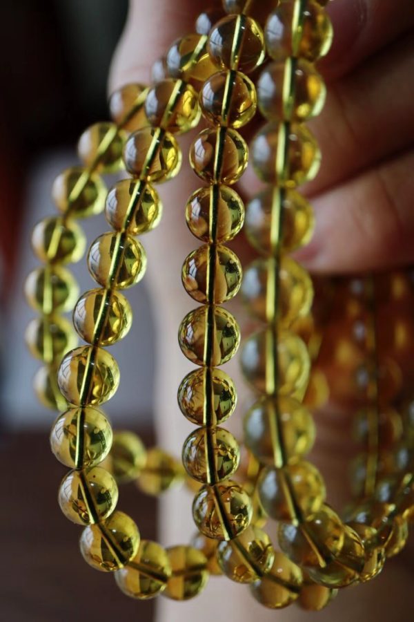 一条极简蓝珀一百零八子佛珠,时常把玩一番-菩心晶舍