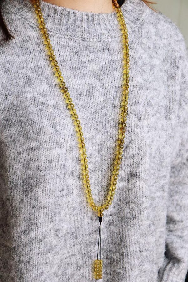 一条极简蓝珀一百零八子佛珠,时常把玩一番-菩心晶舍