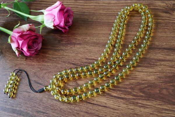 一条极简蓝珀一百零八子佛珠,时常把玩一番-菩心晶舍