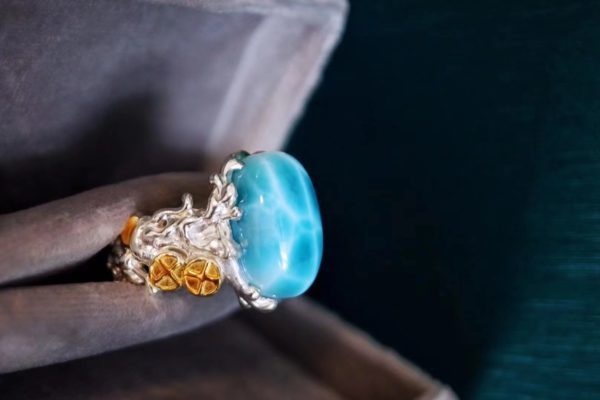 一枚极品海纹石戒指,海浪主题契合海纹石-菩心晶舍