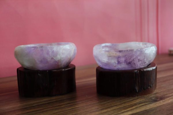 两只薰衣草色的紫水晶聚宝盆小可爱,紫气东来,浪漫温馨-菩心晶舍