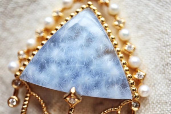 一款复古中带着精致的蓝发晶毛衣链,收藏级,超美!-菩心晶舍