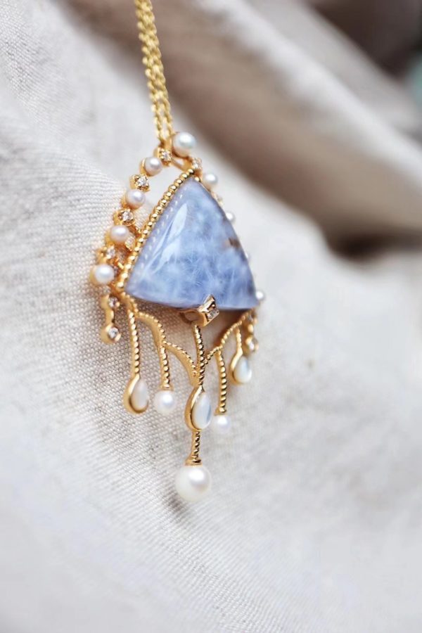 一款复古中带着精致的蓝发晶毛衣链,收藏级,超美!-菩心晶舍