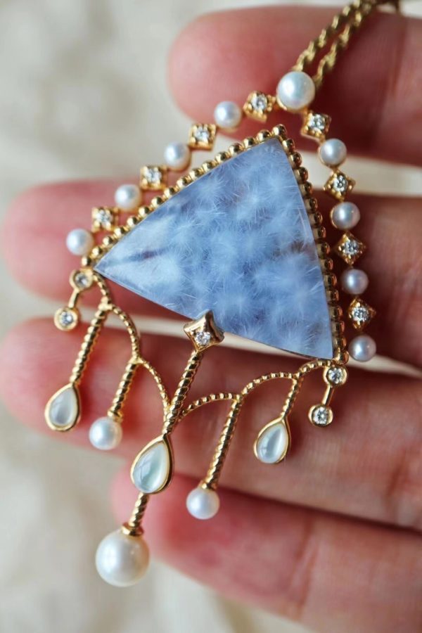 一款复古中带着精致的蓝发晶毛衣链,收藏级,超美!-菩心晶舍