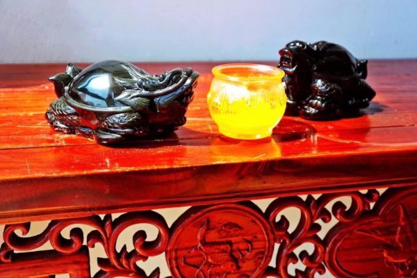 极品彩虹眼黑曜石龙龟,寓意长寿和安康-菩心晶舍