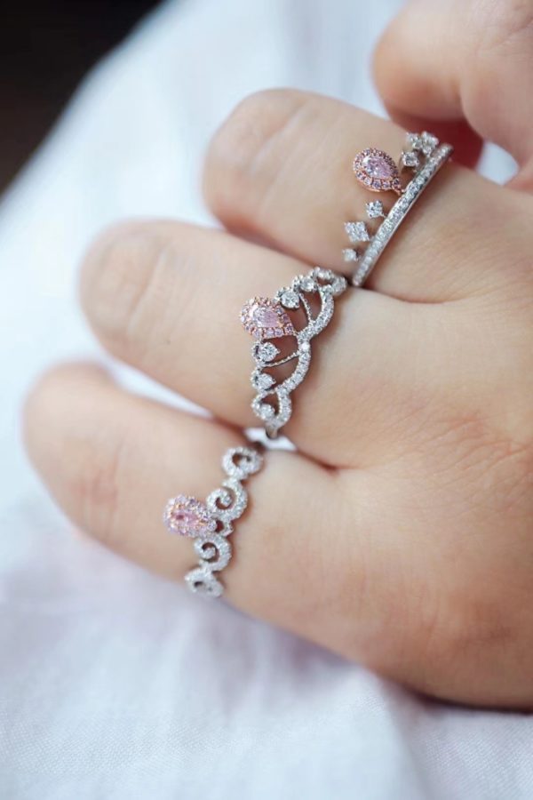 三款皇冠粉钻戒指,经典款,盲撸都美~-菩心晶舍