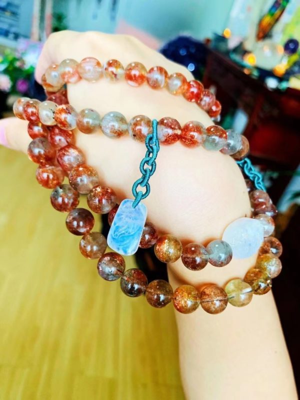 绝版阿鲁沙佛珠,太阳石和绿柱石(祖母绿)的共生-菩心晶舍