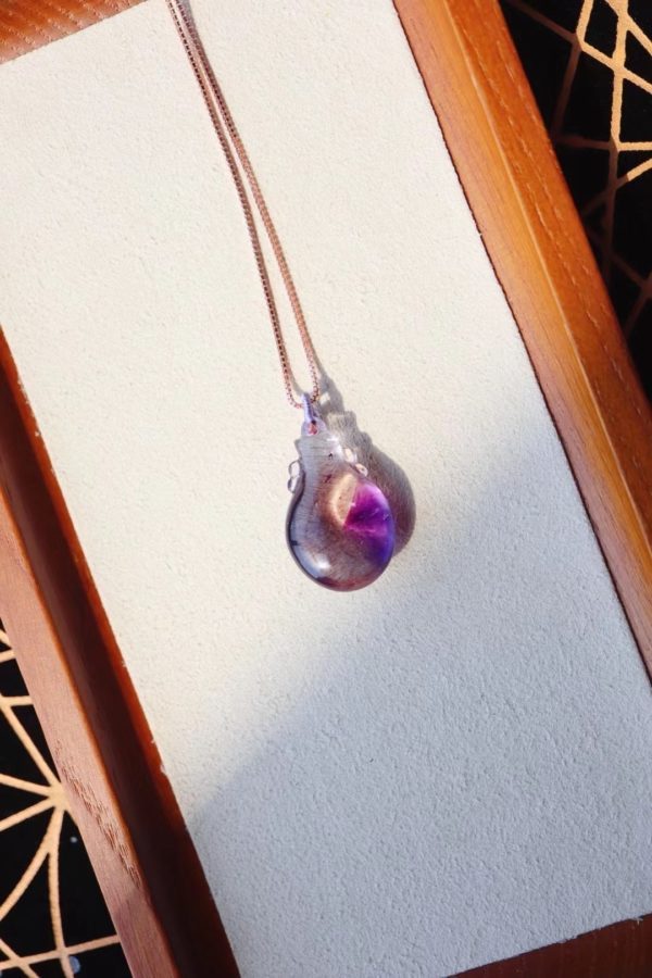一只超七紫发晶宝瓶吊坠,寓意吉祥、富贵和旺财-菩心晶舍