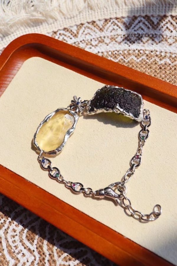 捷克陨石 & 黄金陨石手链,精工镶嵌,经典且独特,值得珍藏-菩心晶舍