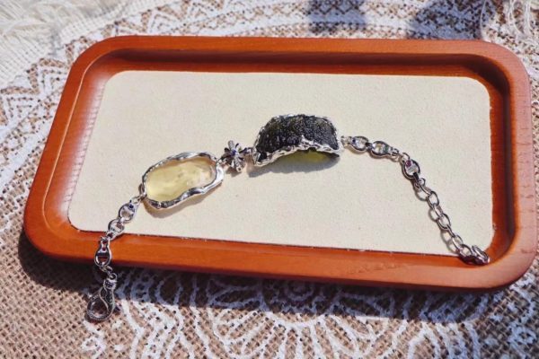 捷克陨石 & 黄金陨石手链,精工镶嵌,经典且独特,值得珍藏-菩心晶舍