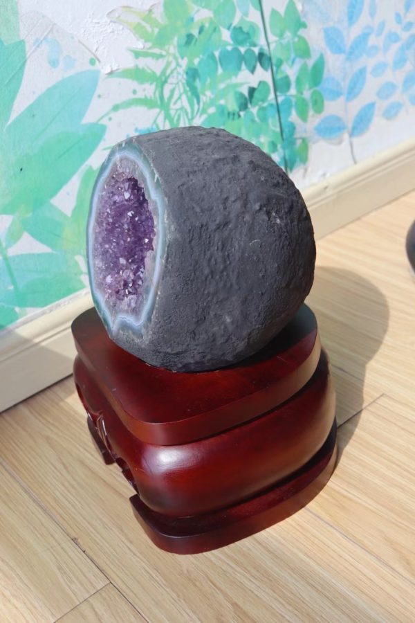 紫晶洞钱袋子,内含钛晶聚财必然财运滚滚-菩心晶舍