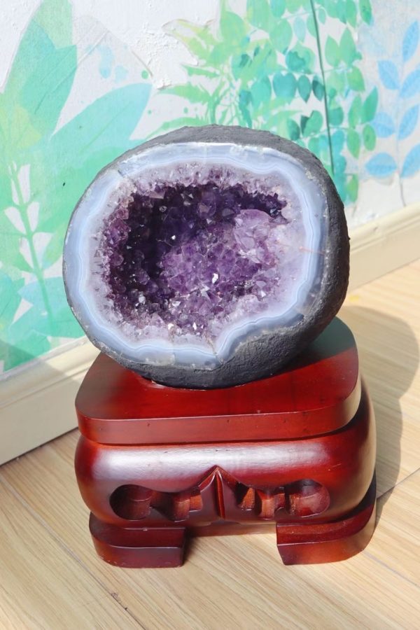 紫晶洞钱袋子,内含钛晶聚财必然财运滚滚-菩心晶舍