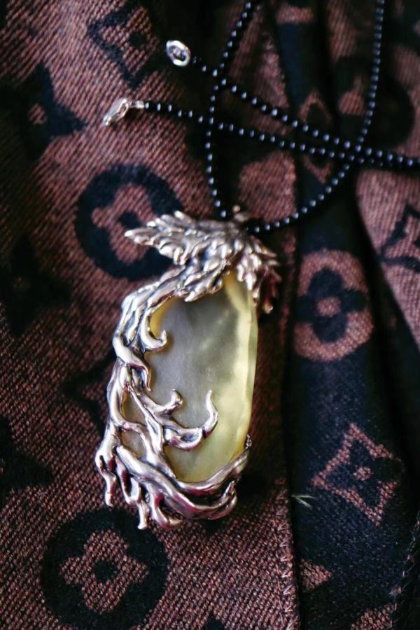 黄金陨石凤凰吊坠,双面精雕细琢-菩心晶舍