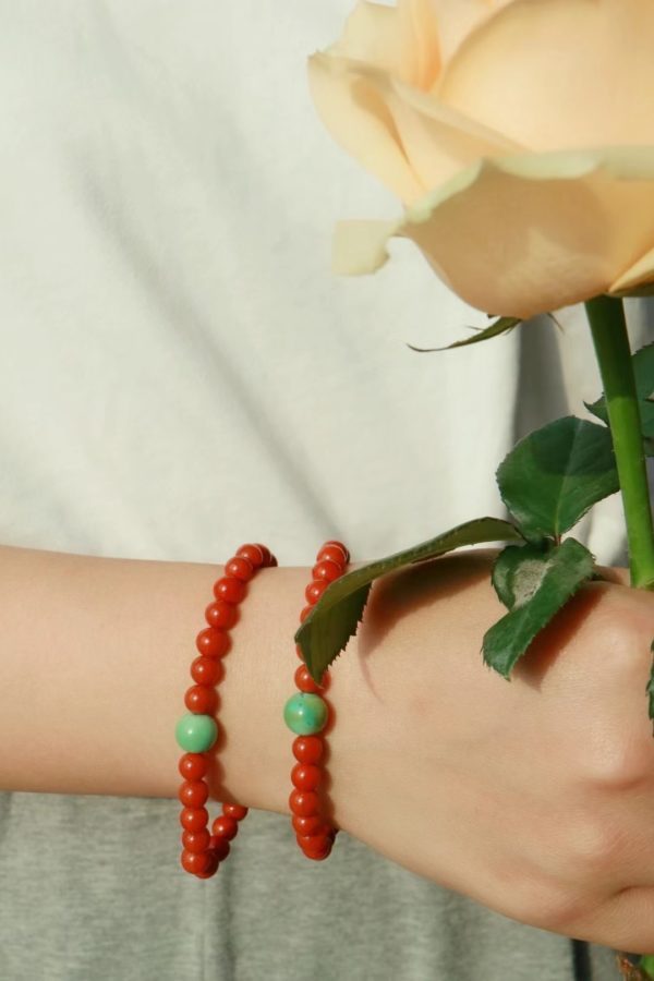 南红玛瑙配三颗绿松石寓意三生三世-菩心晶舍