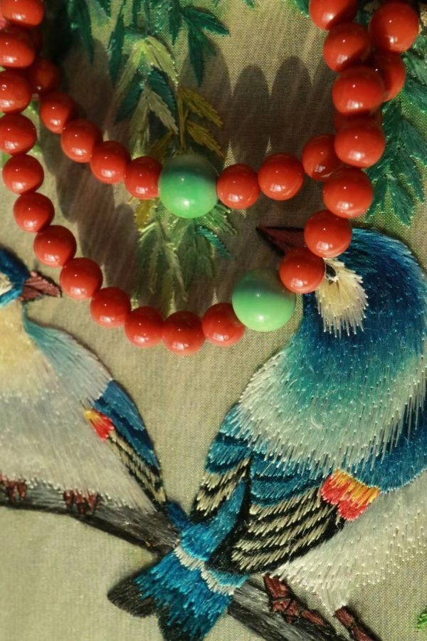 南红玛瑙配三颗绿松石寓意三生三世-菩心晶舍