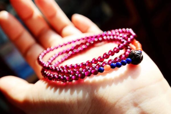 紫牙乌配上南红玛瑙和青金石-菩心晶舍