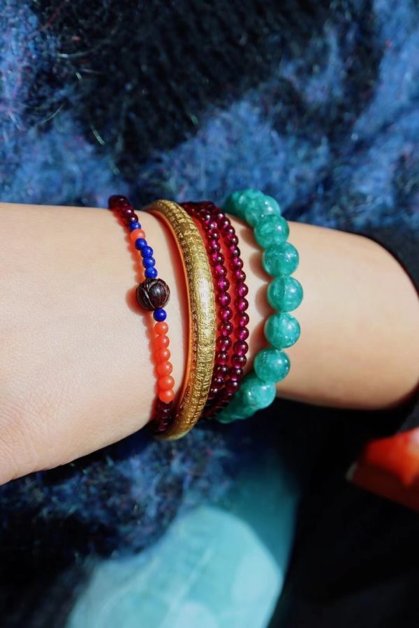 紫牙乌配上南红玛瑙和青金石-菩心晶舍