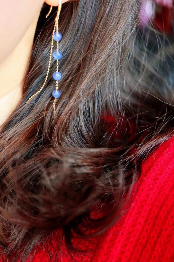 蓝发晶耳钉,蓝发晶真的是人间温柔-菩心晶舍