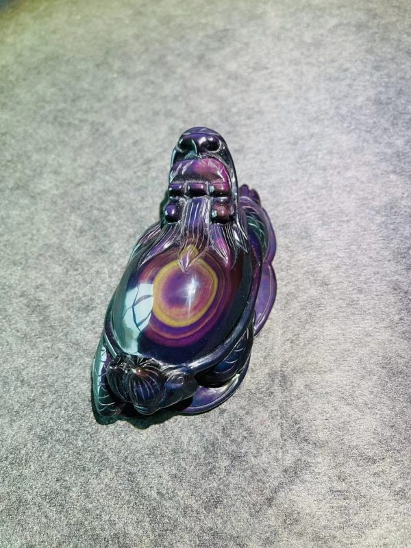 黑曜石龙龟摆件,龙头赐福、龟尾制煞-菩心晶舍