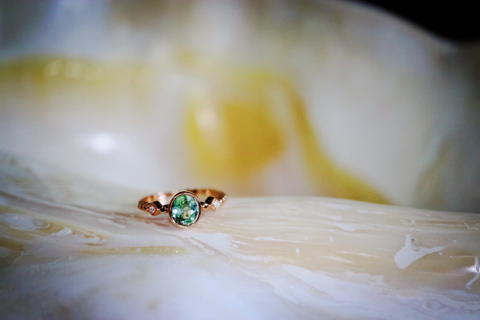 绿碧玺 | 18k金钻戒