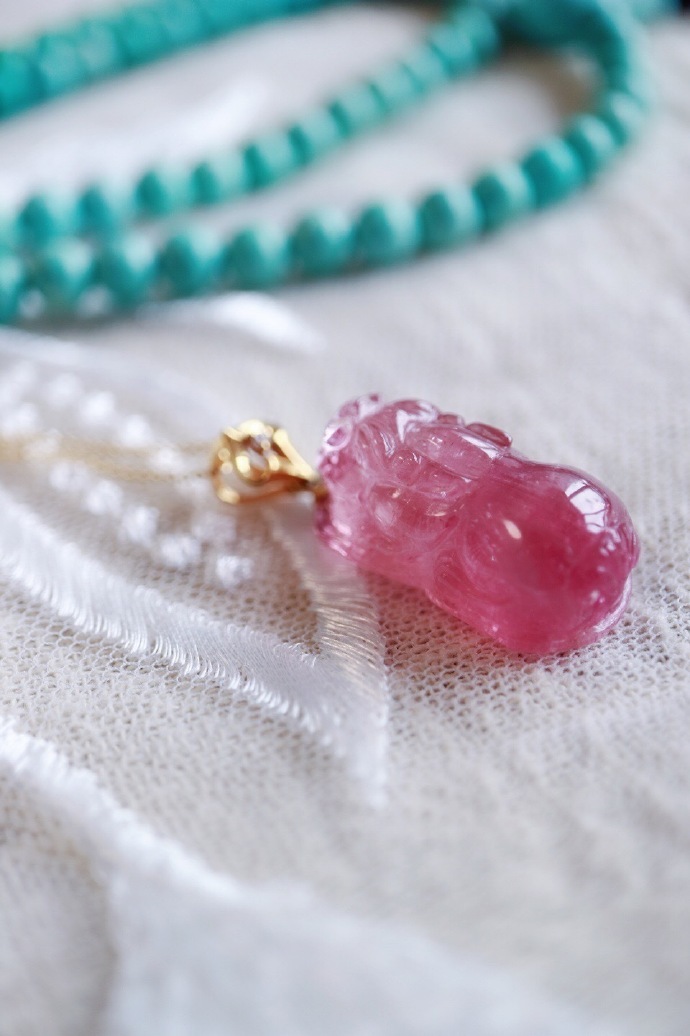 猫眼粉碧玺 | 18k