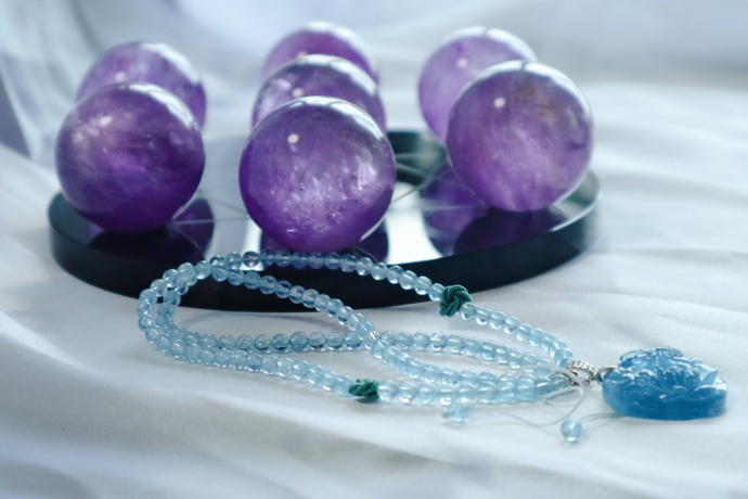 海蓝宝|紫水晶球七星阵