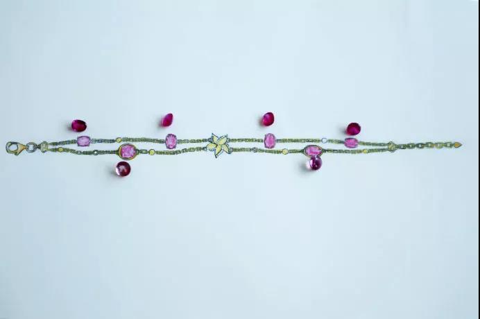 红碧玺18K金双圈手链设计稿 菩心近期的设计款单品以及设计图展示-菩心晶舍