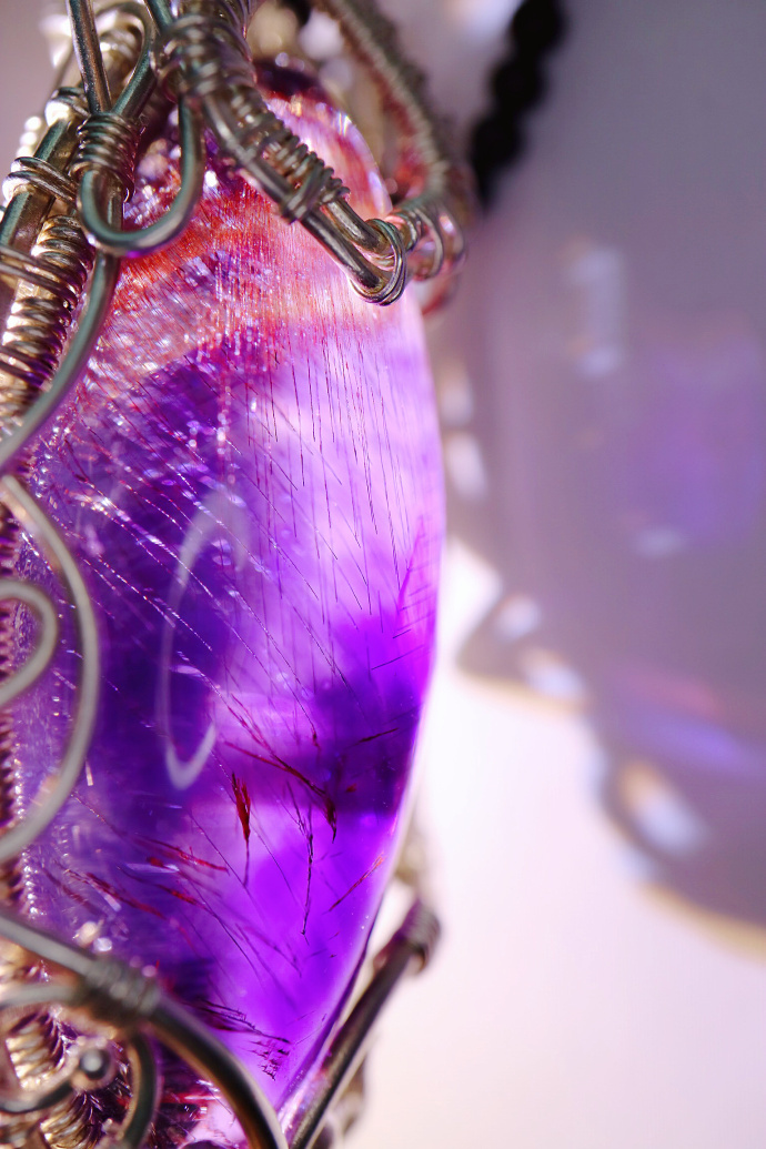 『紫发晶』9999纯银纯手工一点点绕出来的浪漫紫发晶吊坠-菩心晶舍