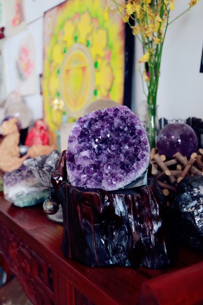 【紫晶簇 | ☯️】原矿乌拉圭紫晶簇摆件，可平衡家庭阴阳，达到更高的频率。-菩心晶舍