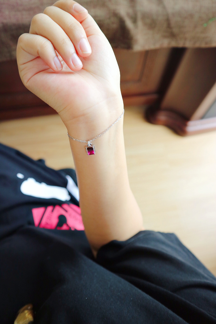 西瓜碧玺-白金锁骨链