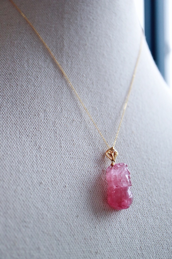 猫眼粉碧玺 | 18k