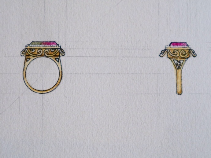 西瓜碧玺部分设计图-锁骨链，细手链或者戒指-菩心晶舍