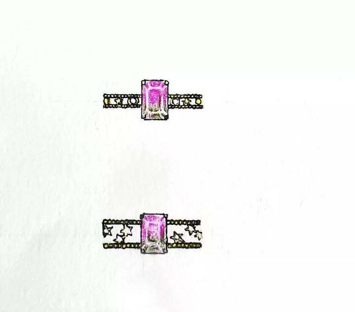 西瓜碧玺镂空戒指设计稿 菩心近期的设计款单品以及设计图展示-菩心晶舍