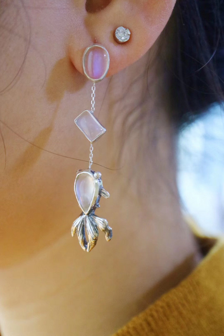 菩心晶舍月光石耳坠