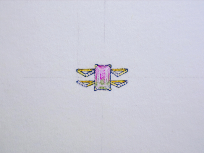 西瓜碧玺手稿，一些小梦幻的清新戒指、锁骨链的设计~~ ​​​​-菩心晶舍