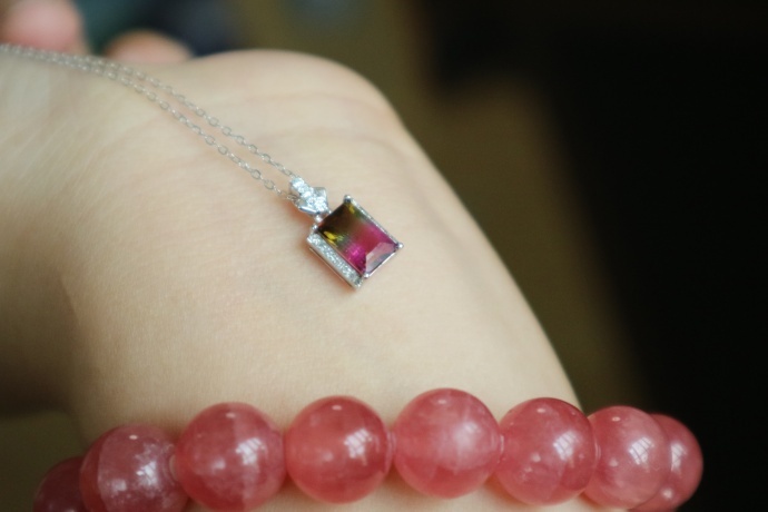 西瓜碧玺-白金锁骨链