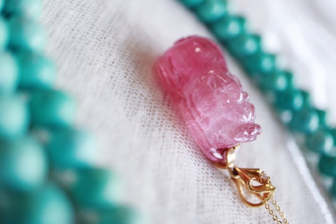 猫眼粉碧玺 | 18k