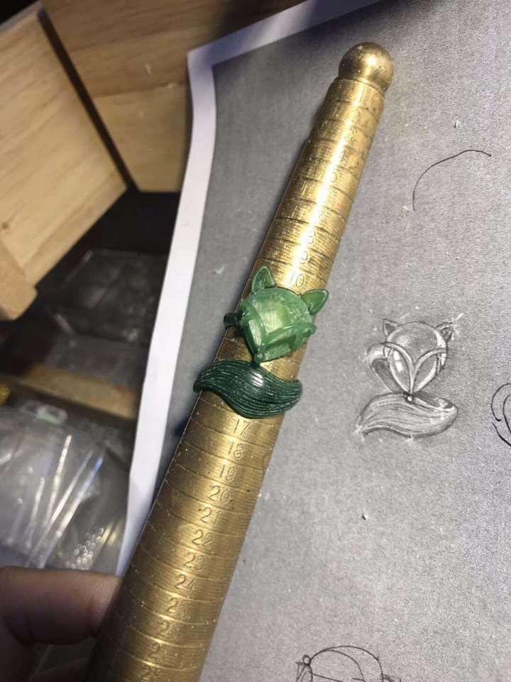 月光石狐狸戒指
